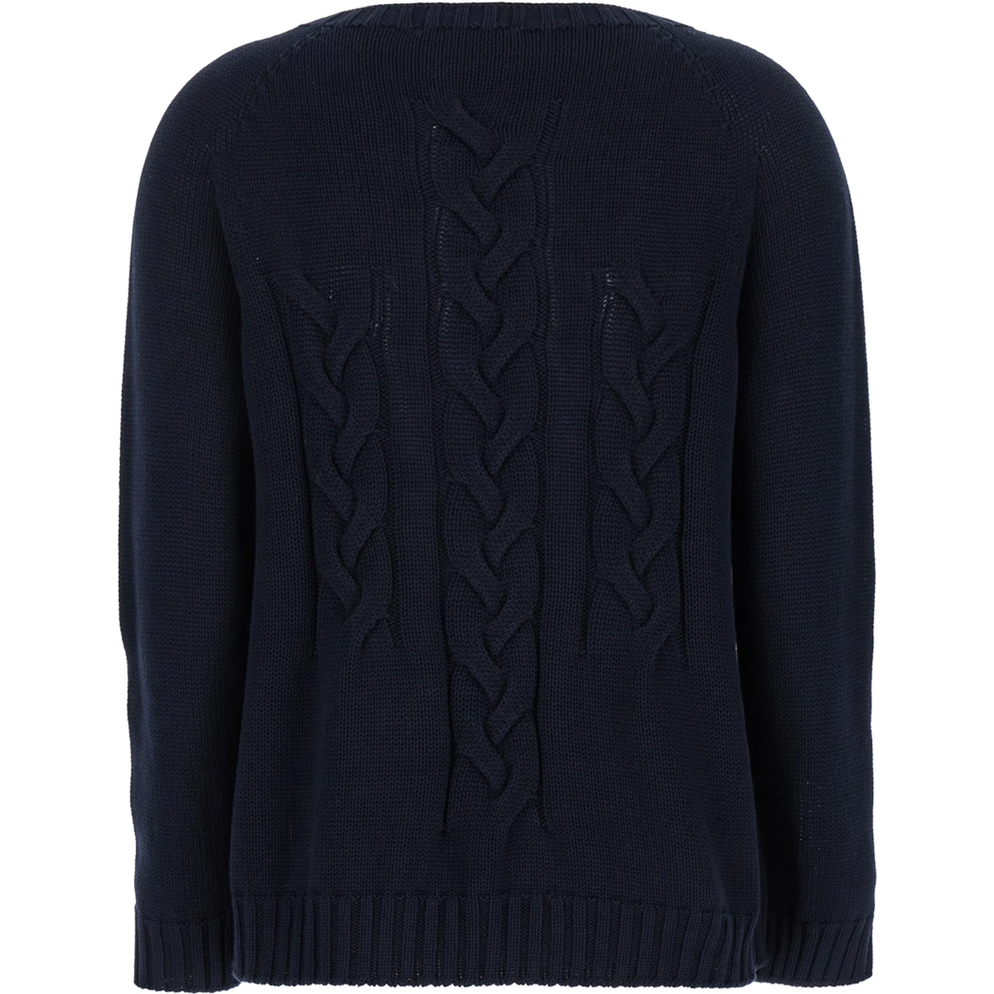 Harald Blue Cable-Knit Sweater with U Neckline in Cotton Woman