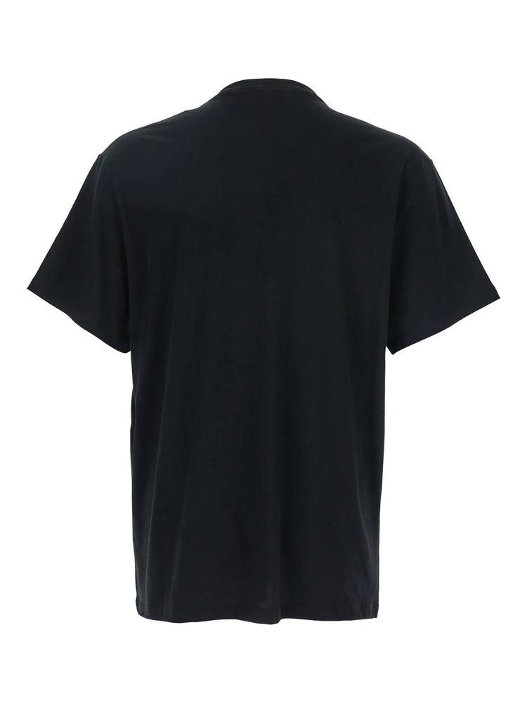 Black Crewneck T-Shirt with Logo Print on the Front in Cotton Man alternative