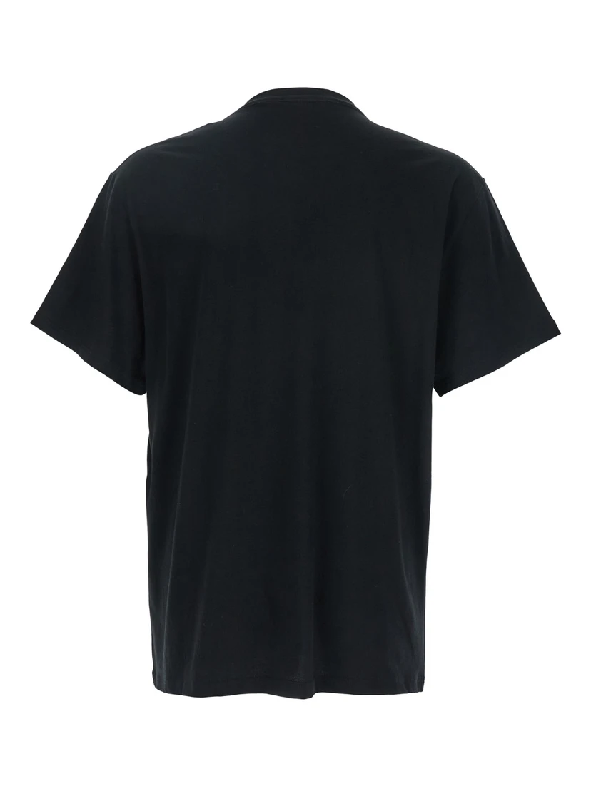 Black Crewneck T-Shirt with Logo Print on the Front in Cotton Man