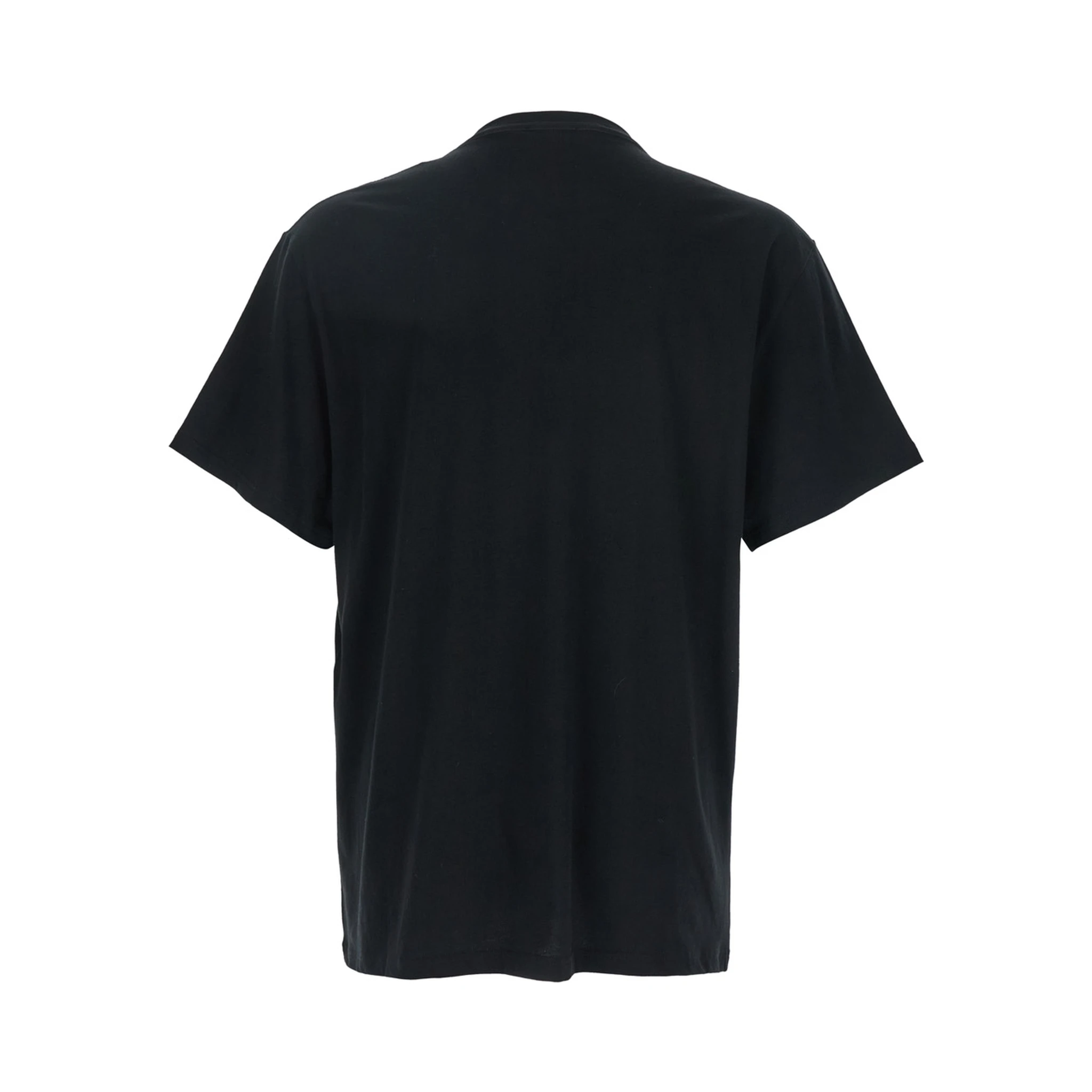 Black Crewneck T-Shirt with Logo Print on the Front in Cotton Man