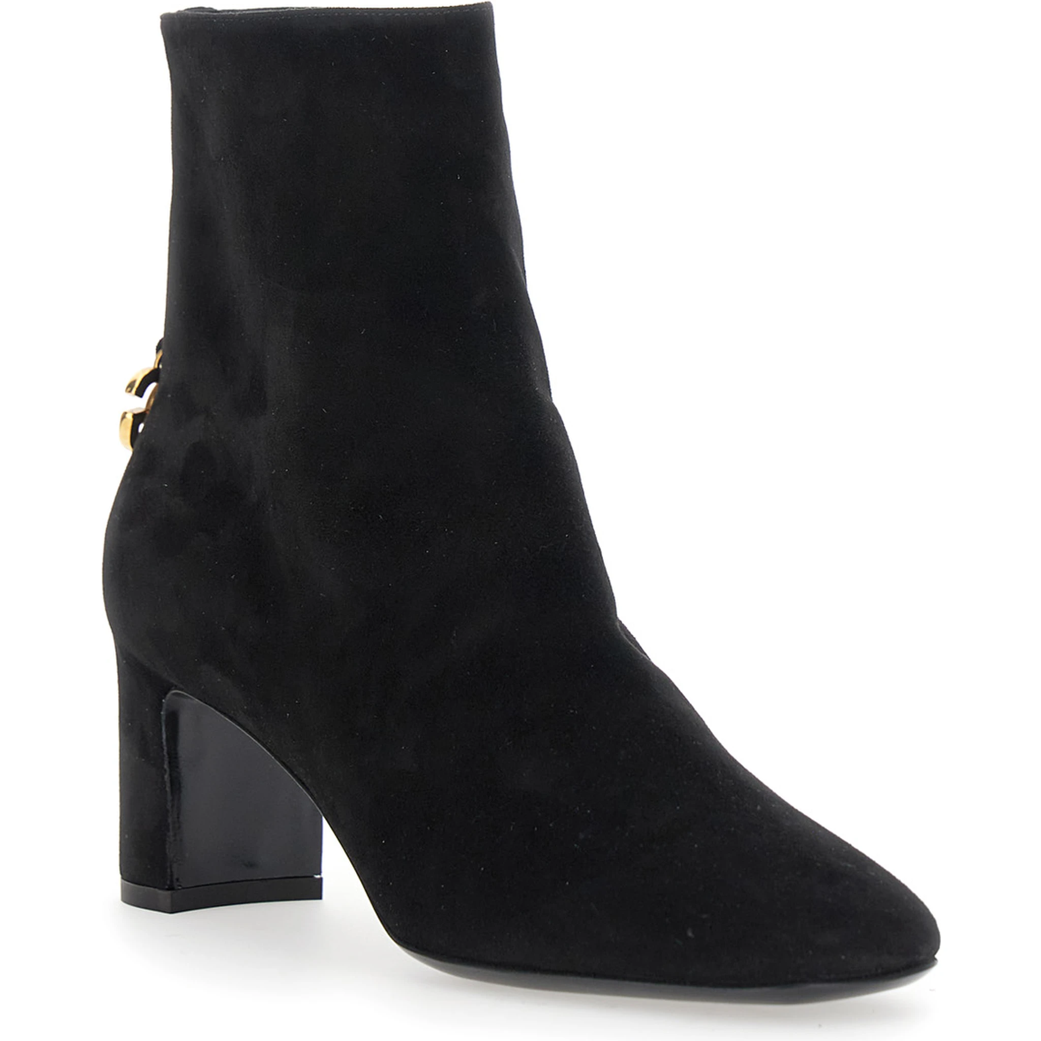 Black Ankle Boots with DG Logo Plaque on the Back in Suede Woman