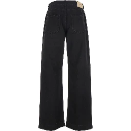 Black Jeans with Belt Loops and Logo Patch on the Rear in Denim Man