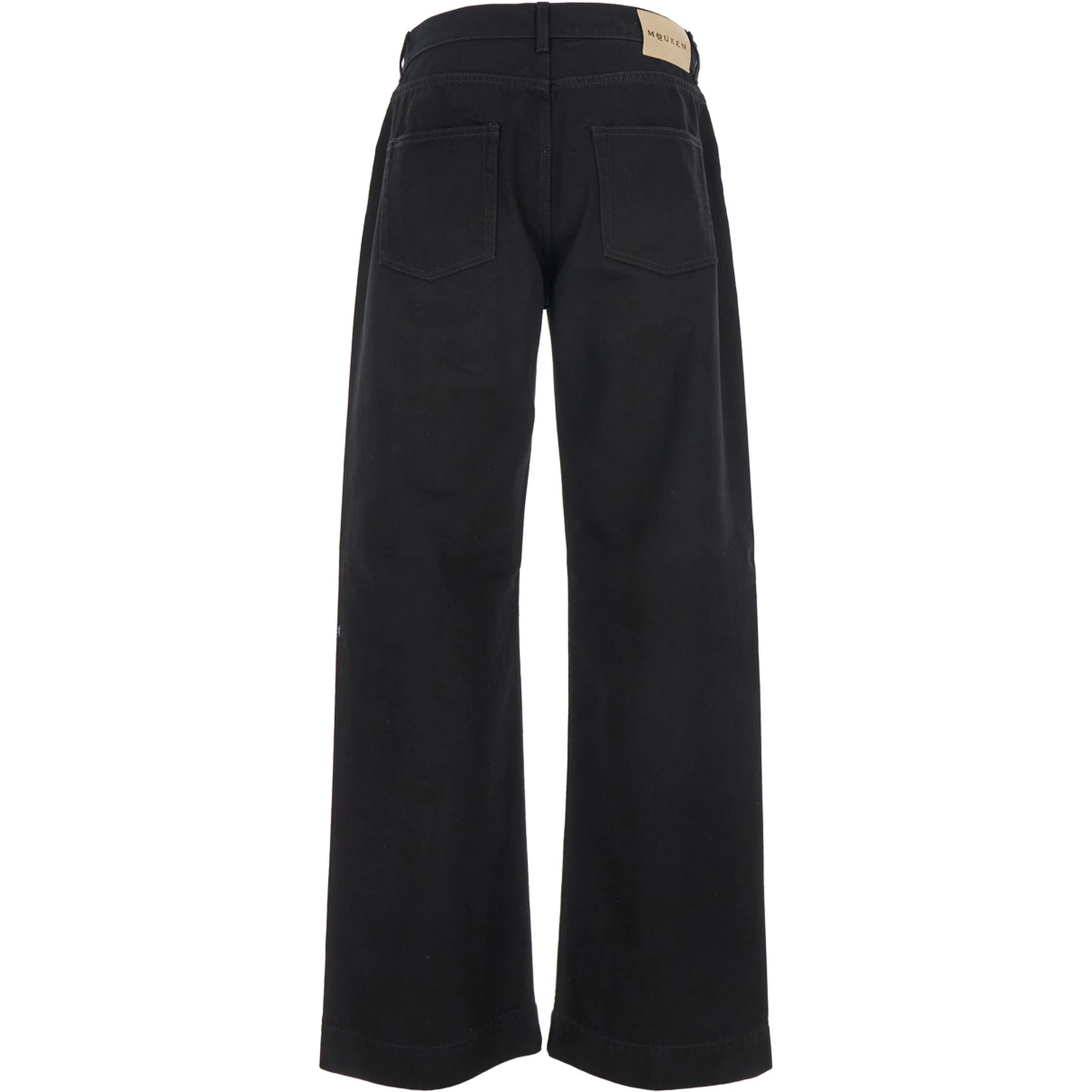 Black Jeans with Belt Loops and Logo Patch on the Rear in Denim Man