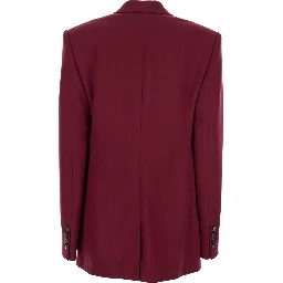 Bordeaux Single-Breasted Jacket with Notched Revers in Cotton Blend Woman