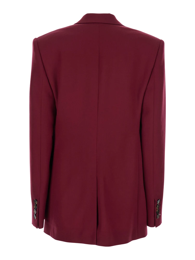 Bordeaux Single-Breasted Jacket with Notched Revers in Cotton Blend Woman alternative