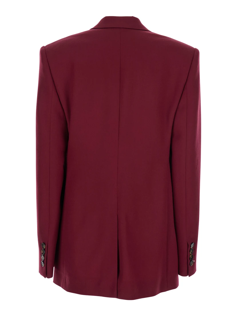 Bordeaux Single-Breasted Jacket with Notched Revers in Cotton Blend Woman