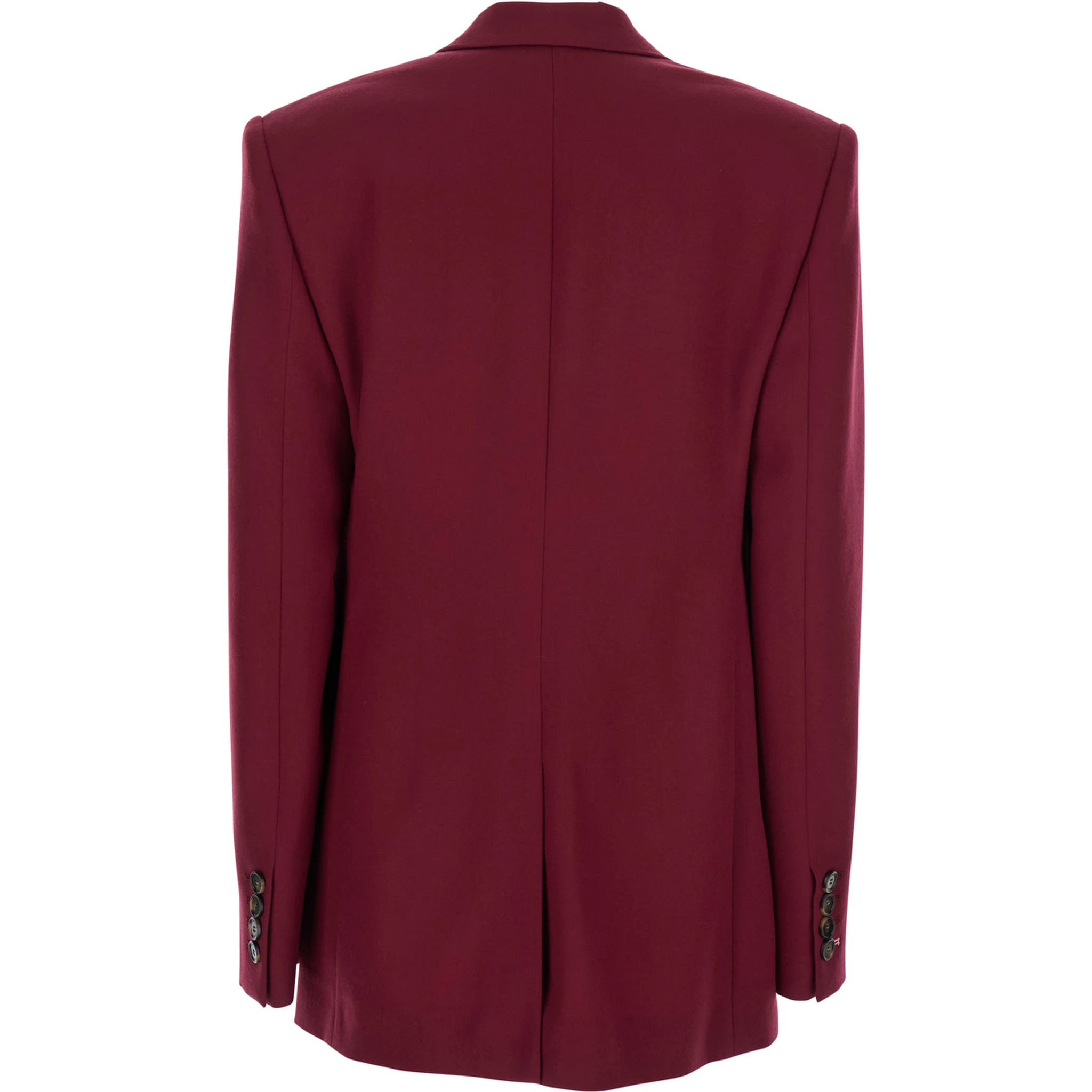 Bordeaux Single-Breasted Jacket with Notched Revers in Cotton Blend Woman