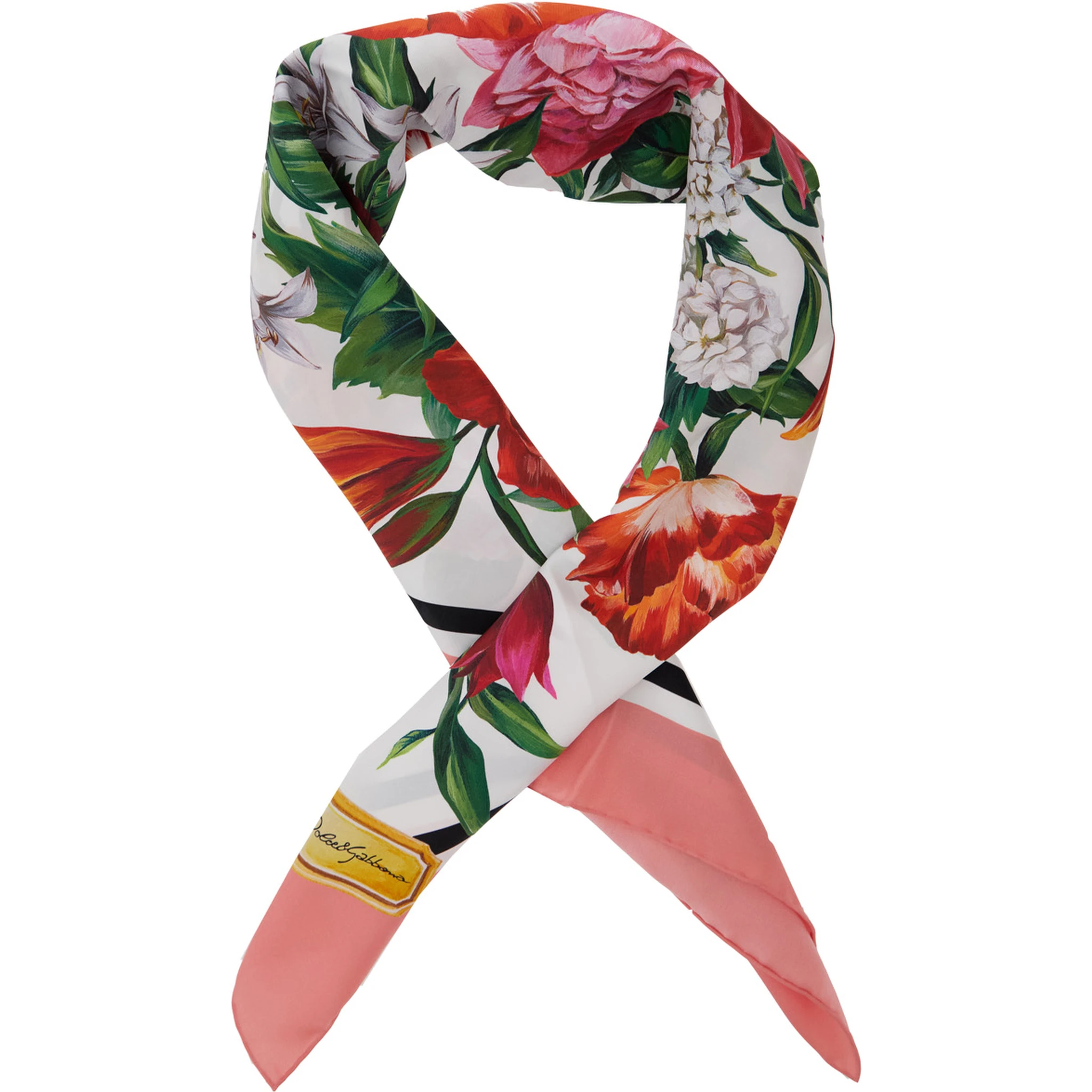 Multicolor Square Scarf with All-Over Floral Print in Silk Woman