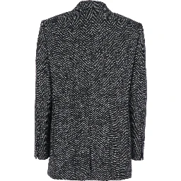 Grey Double-Breasted Jacket with Peak Revers in Wool Blend Woman