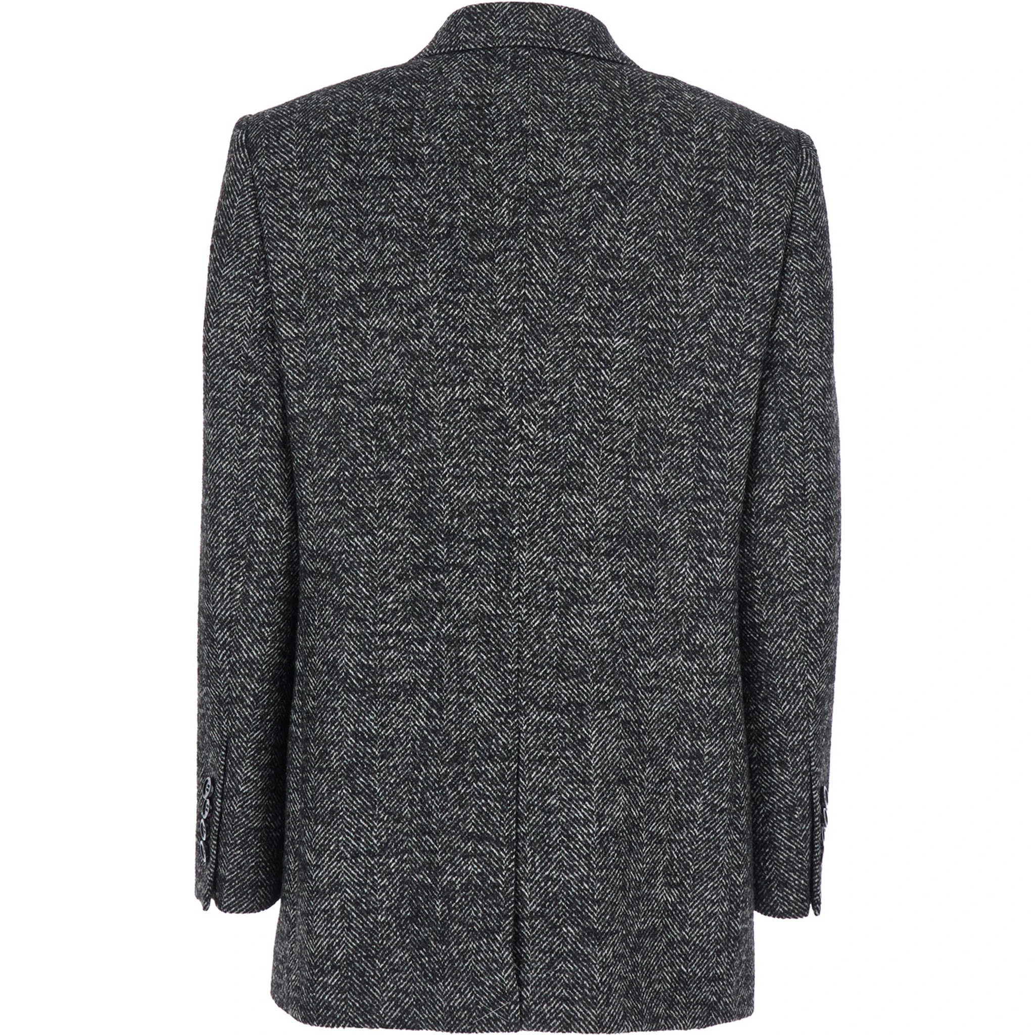 Grey Double-Breasted Jacket with Peak Revers in Wool Blend Woman