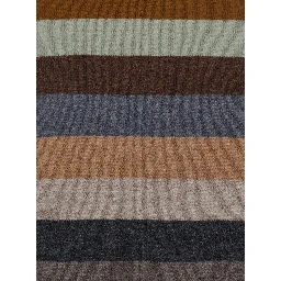 Multicolor Sweater with Striped Design and Back Logo Patch in Wool Woman
