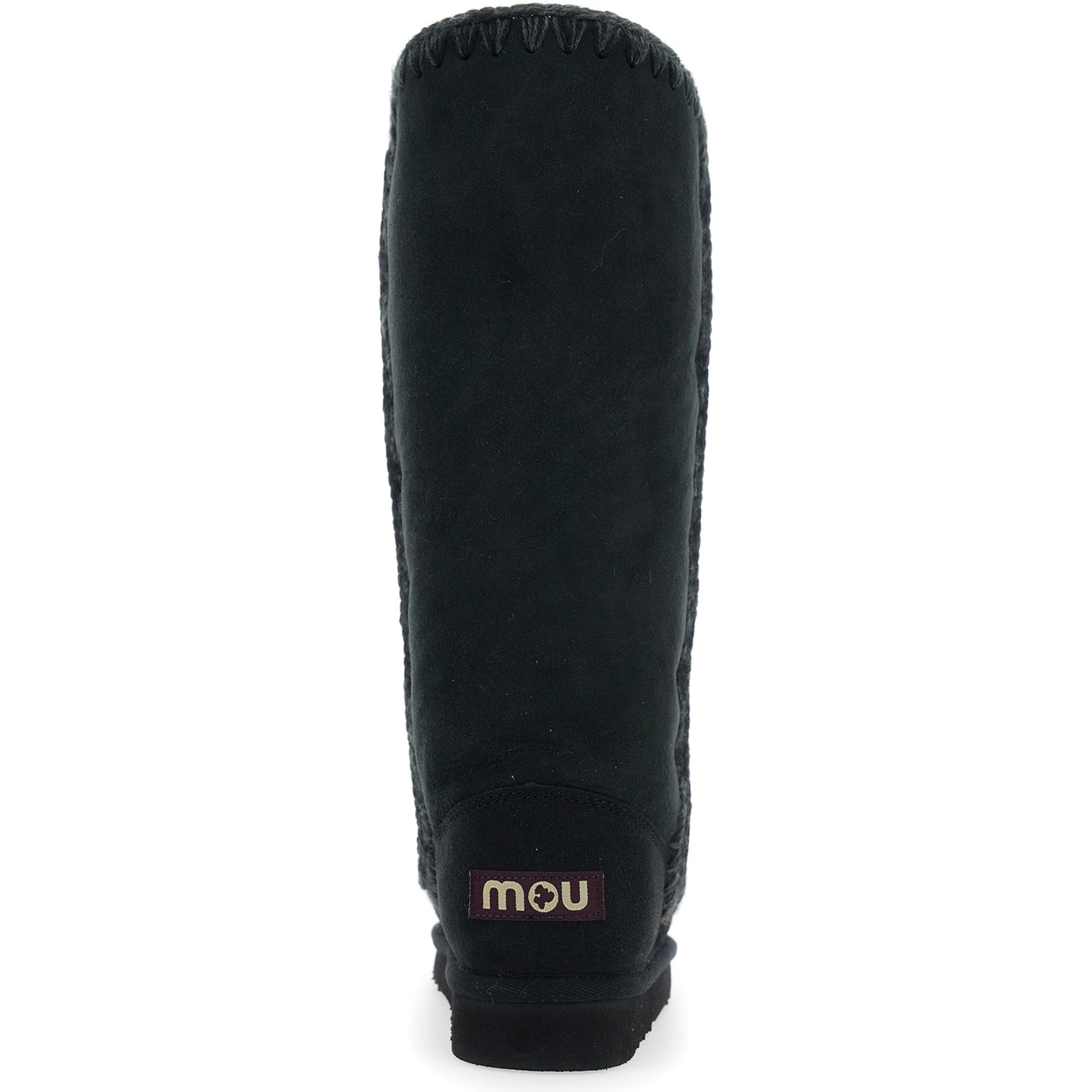 Eskimo Black Boots with Braided Effect and Logo Patch on the Rear in Leather Woman