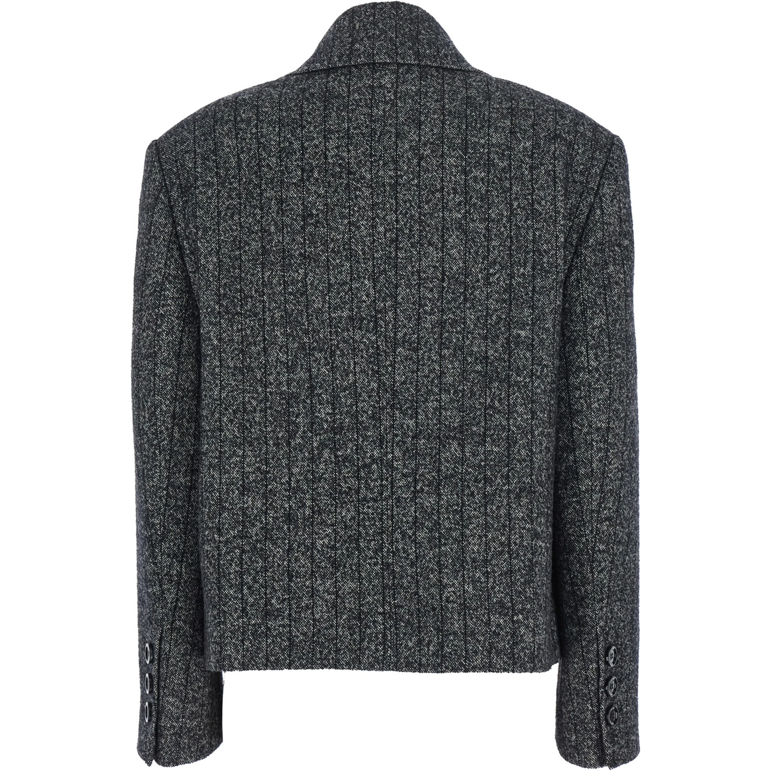 Grey Double-Breasted Jacket with Notched Revers in Wool Blend Woman