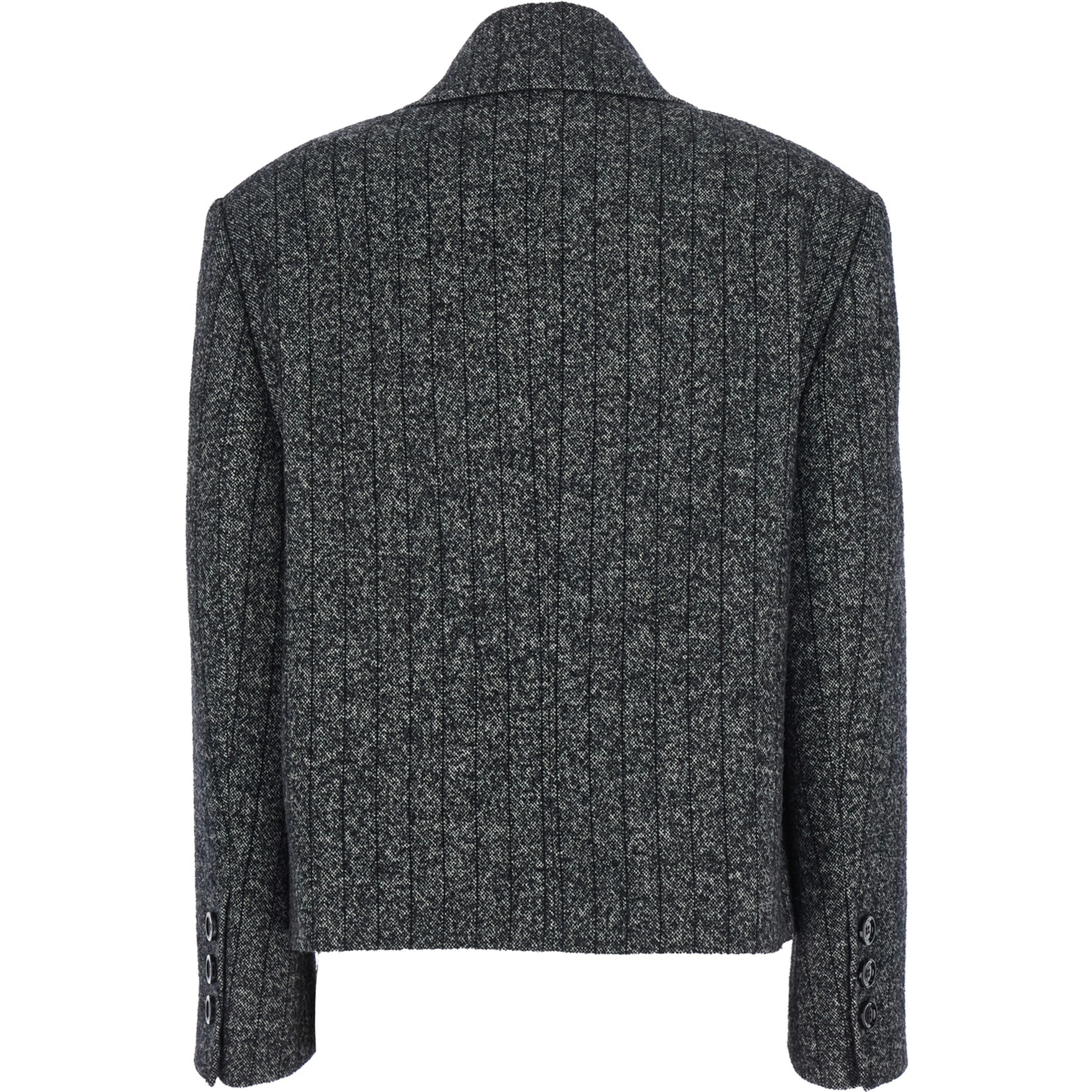 Grey Double-Breasted Jacket with Notched Revers in Wool Blend Woman