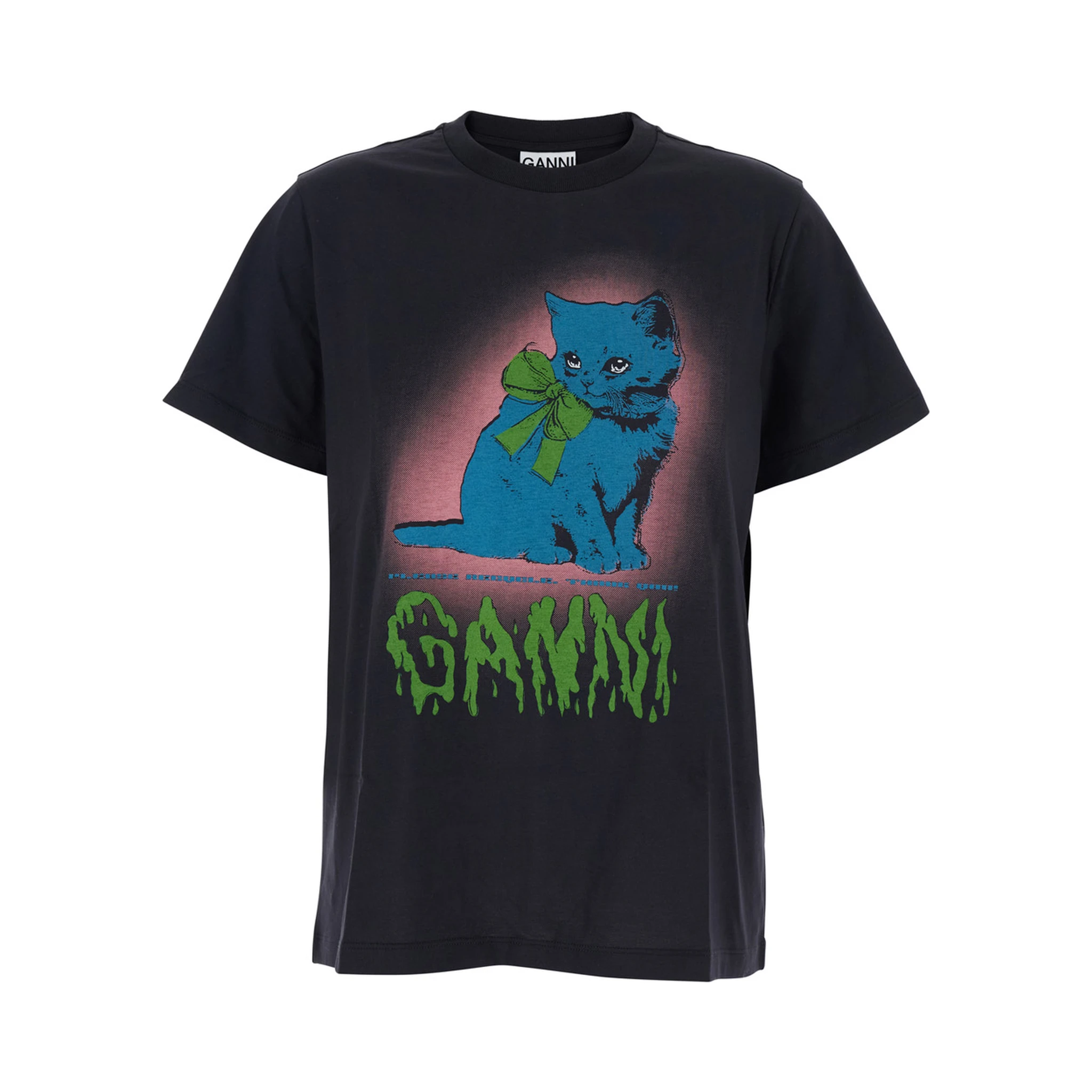 Black Crewneck T-Shirt with Maxi Logo on the Front in Cotton Jersey Woman