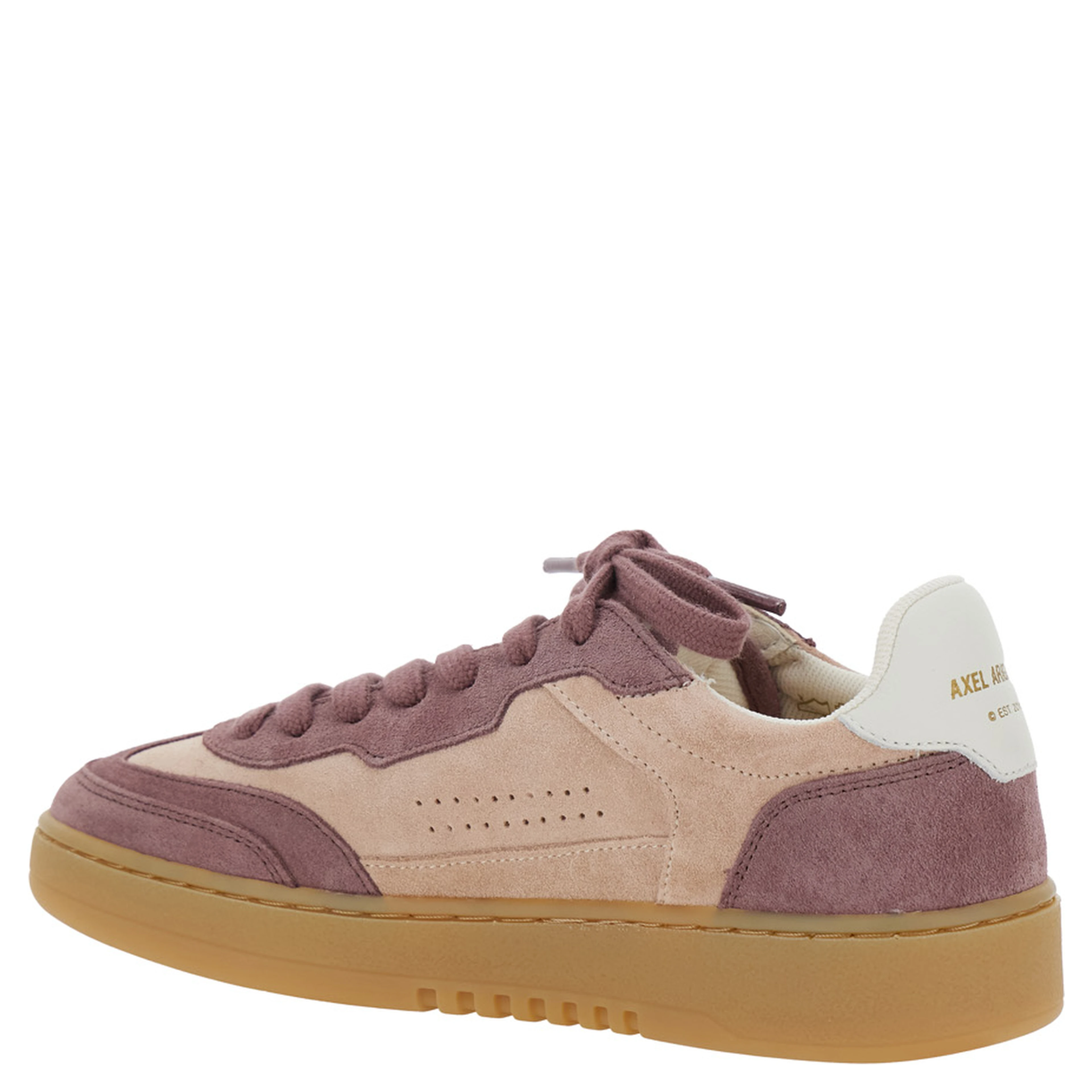 Dice T-Toe Pink Low Top Sneakers with Contrasting Heel with Logo Lettering in Suede Woman