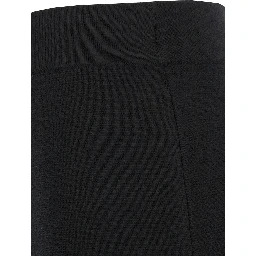 Black Skirt with High Elastic Waist and Straight Hem in Wool and Cashmere Stretch Woman