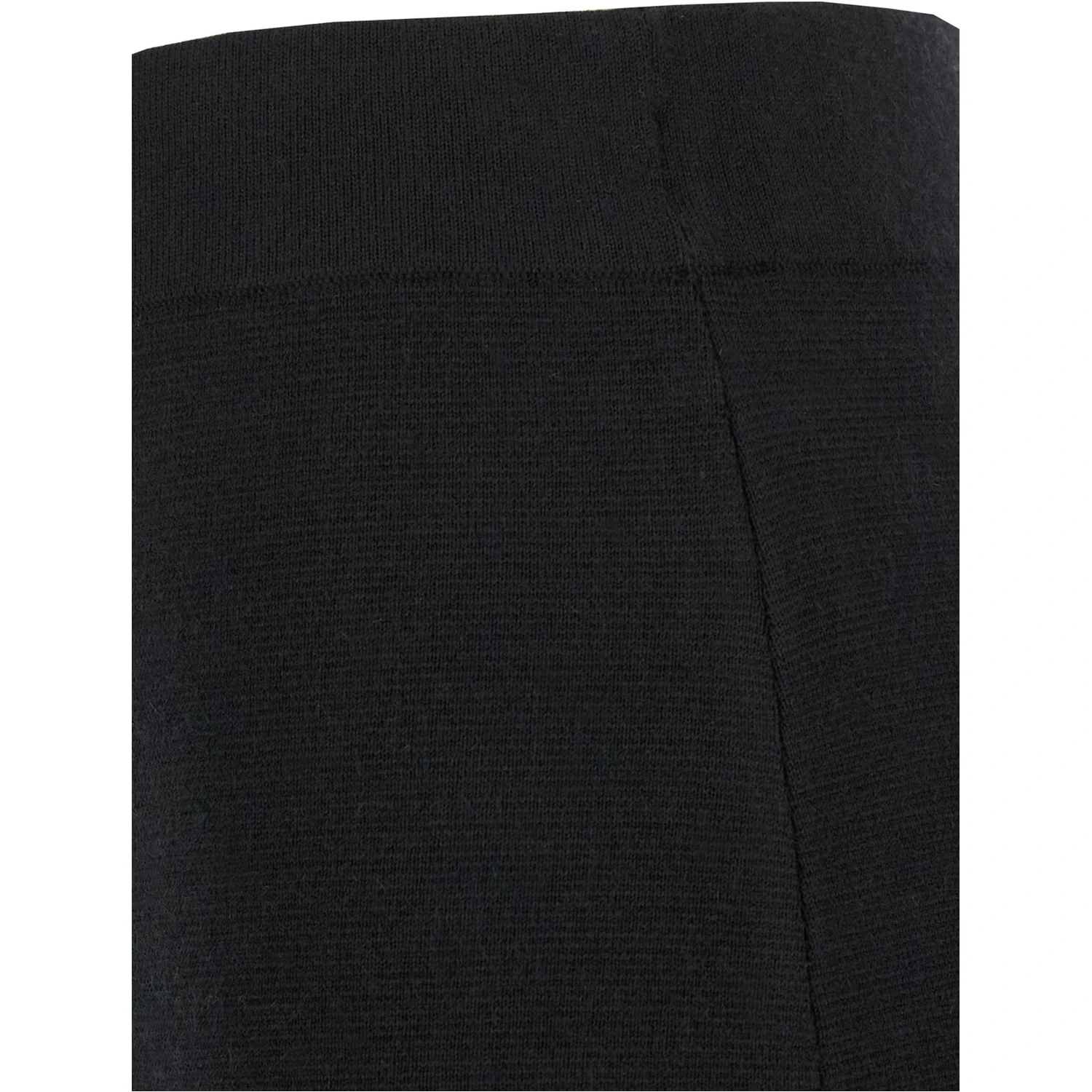 Black Skirt with High Elastic Waist and Straight Hem in Wool and Cashmere Stretch Woman