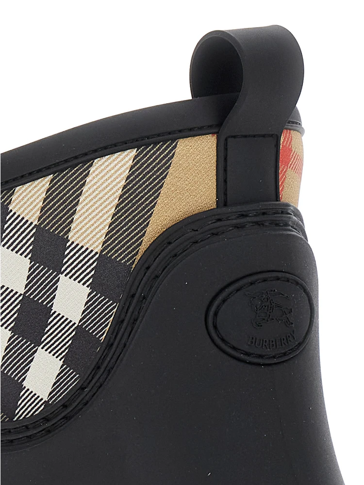 Marsh Black Ankle Boots with Embossed EKD Logo and Check Motif in Rubber Woman alternative
