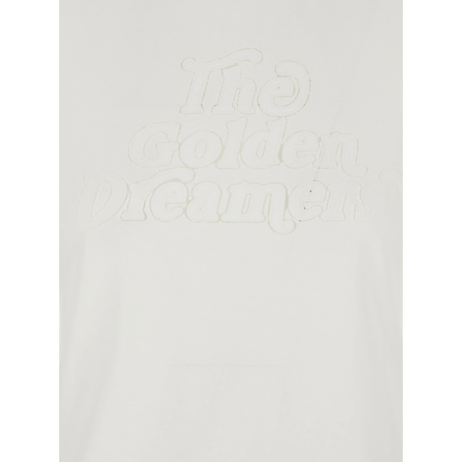 White Crew Neck T-Shirt with Embroidery on Front in Fabric Woman