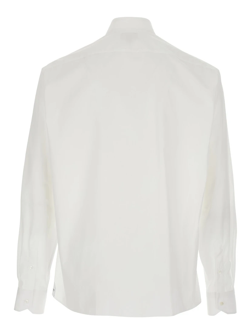 White Shirt with One Front Zip Pocket and Logo Lettering on the Pocket in Cotton Man
