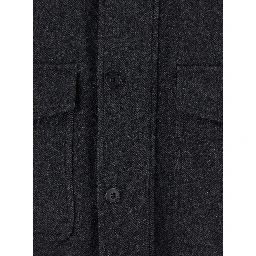 Classic A-2  Grey Jacket with Classic Collar and Front Button and Zip Closure in Wool Blend Stretch Man