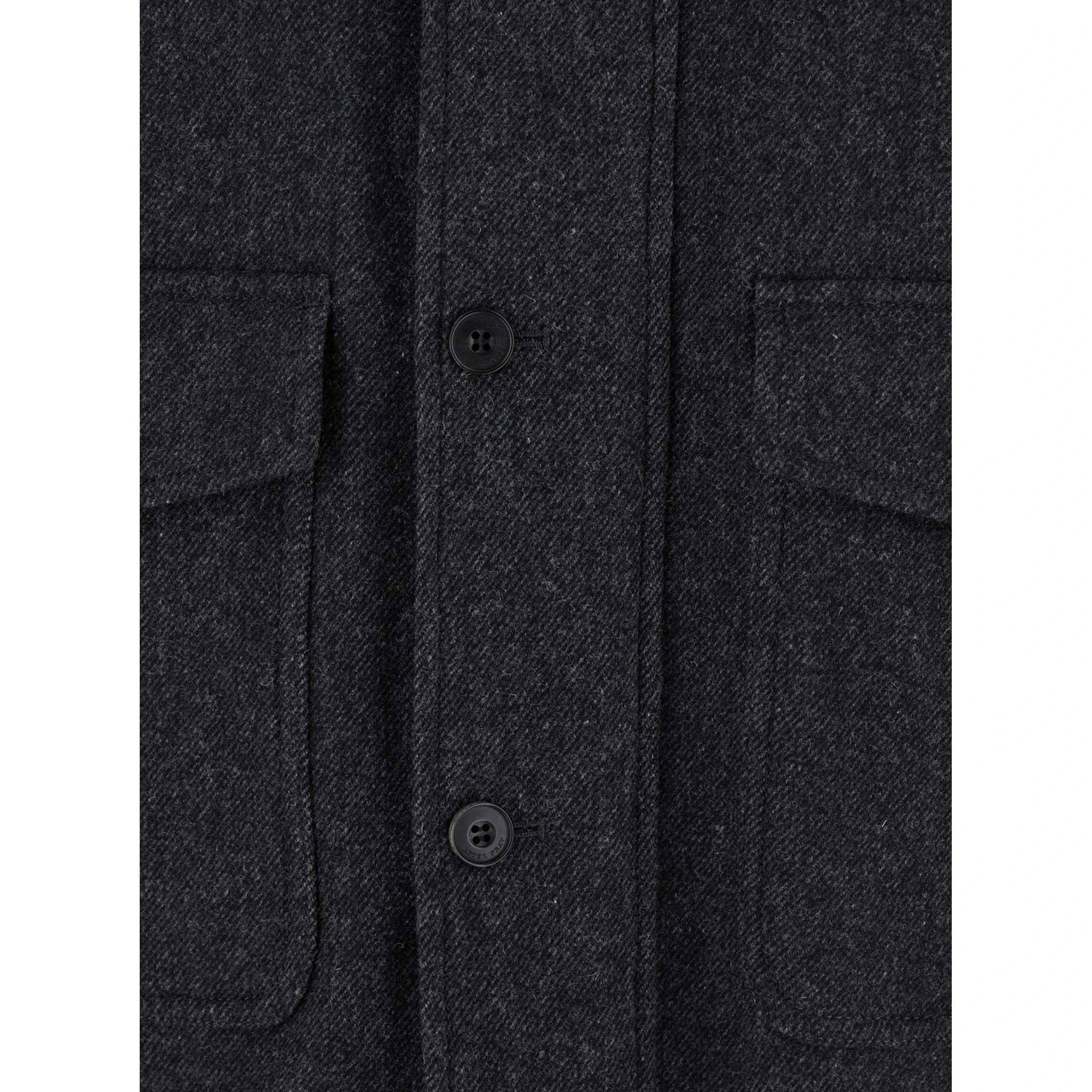 Classic A-2  Grey Jacket with Classic Collar and Front Button and Zip Closure in Wool Blend Stretch Man