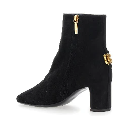 Black Ankle Boots with DG Logo Plaque on the Back in Suede Woman