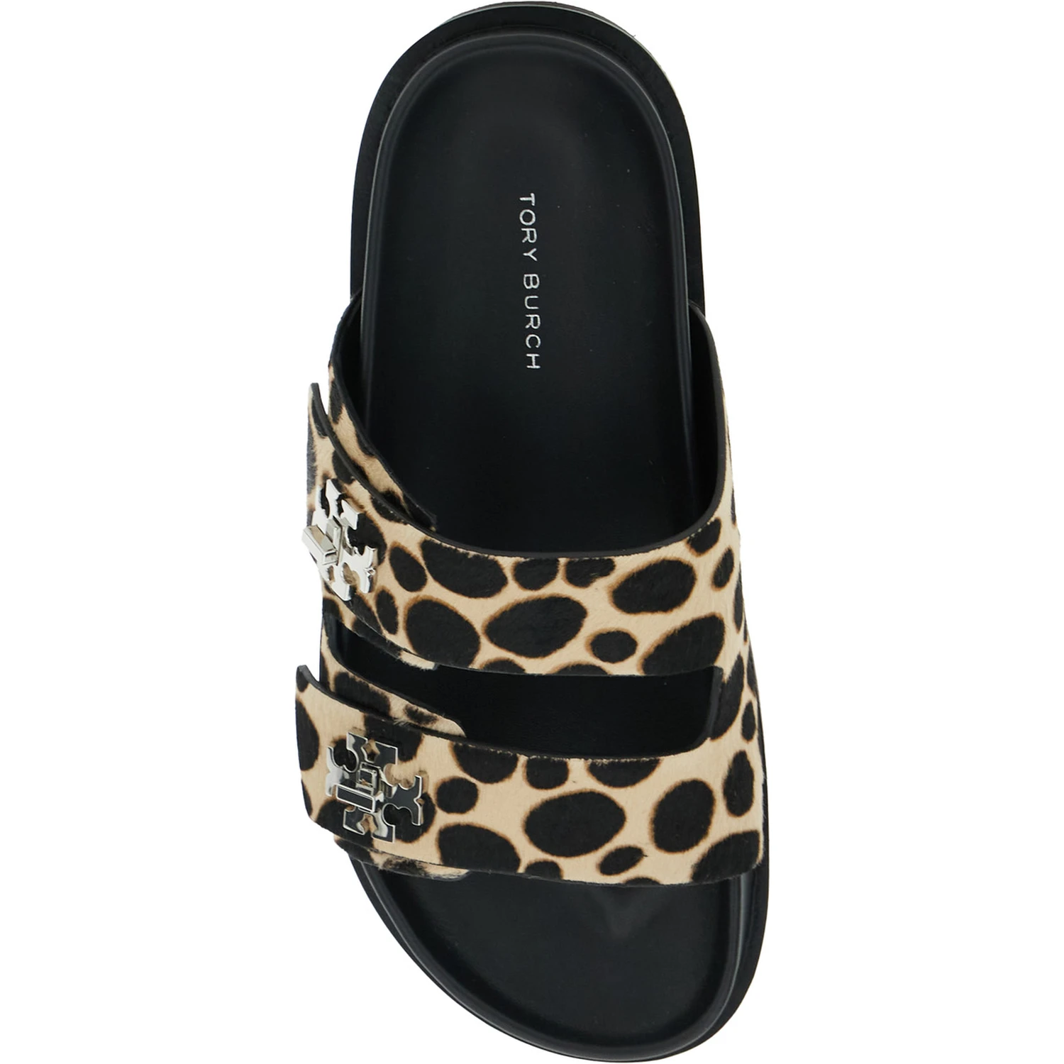 Turnlock Brown Sandals with Double Strap and Leopard Print in Leather Woman