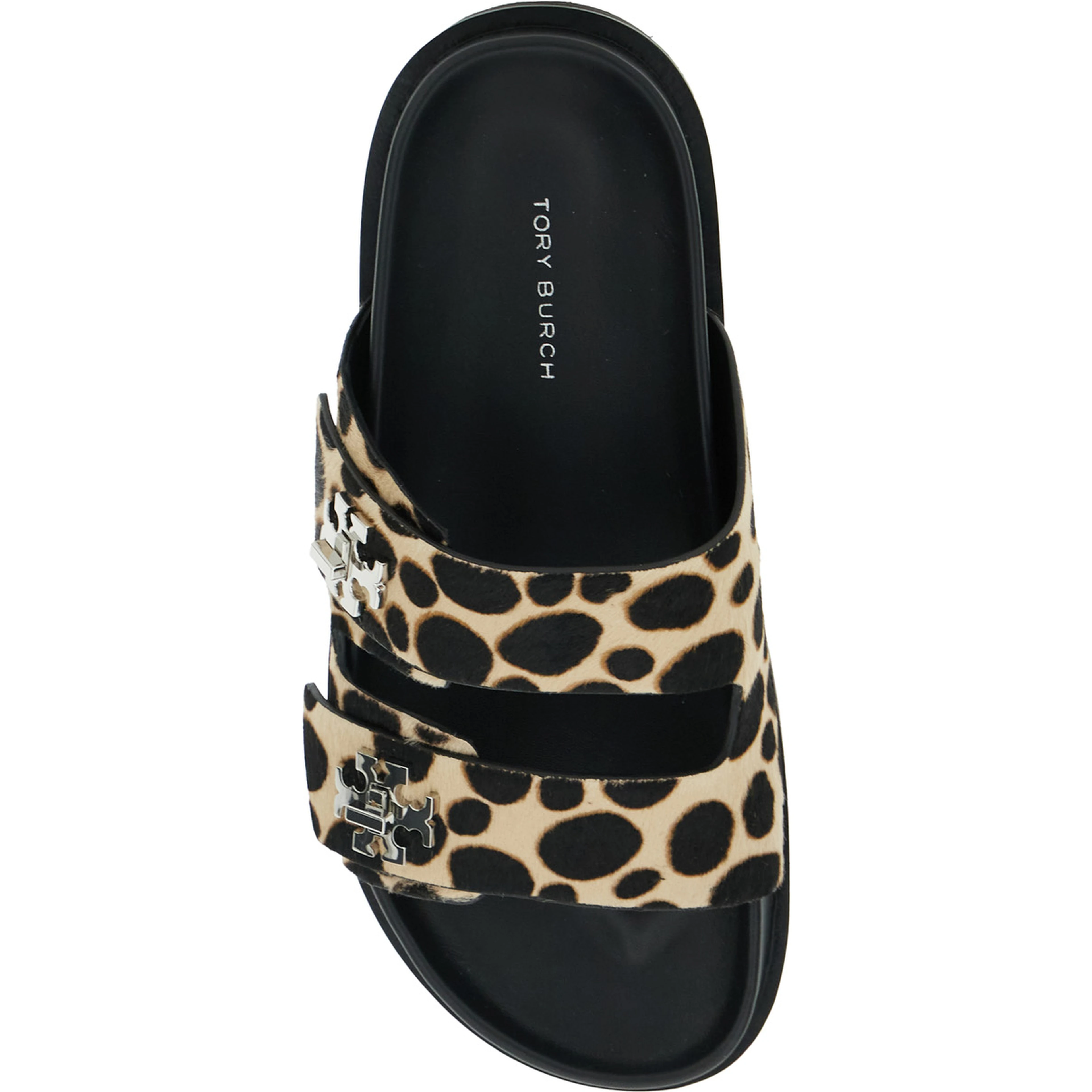 Turnlock Brown Sandals with Double Strap and Leopard Print in Leather Woman
