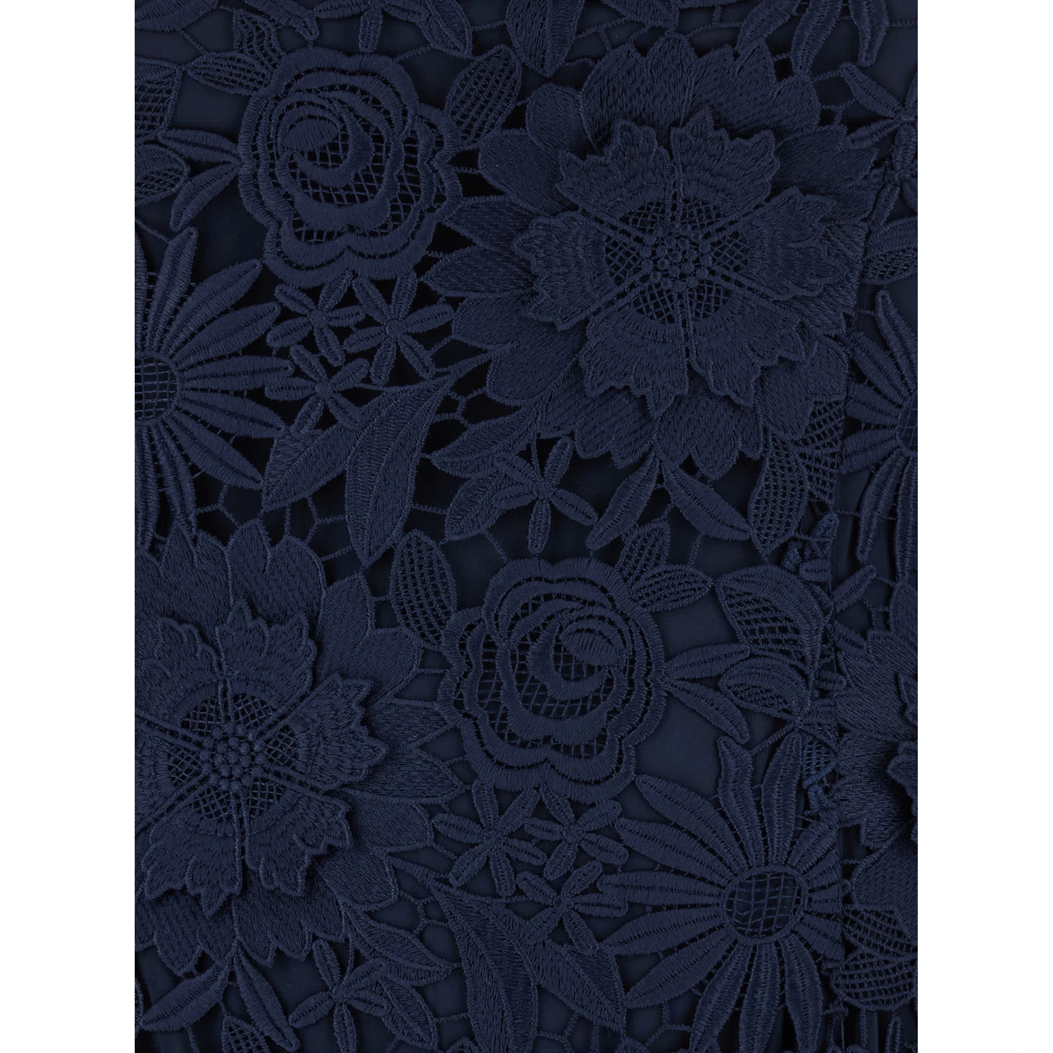 Blue Dress with Semi Transparent Design and Floral Decorations in Fabric Woman