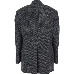 Grey Single-Breasted Jacket with Notched Revers in Wool Woman