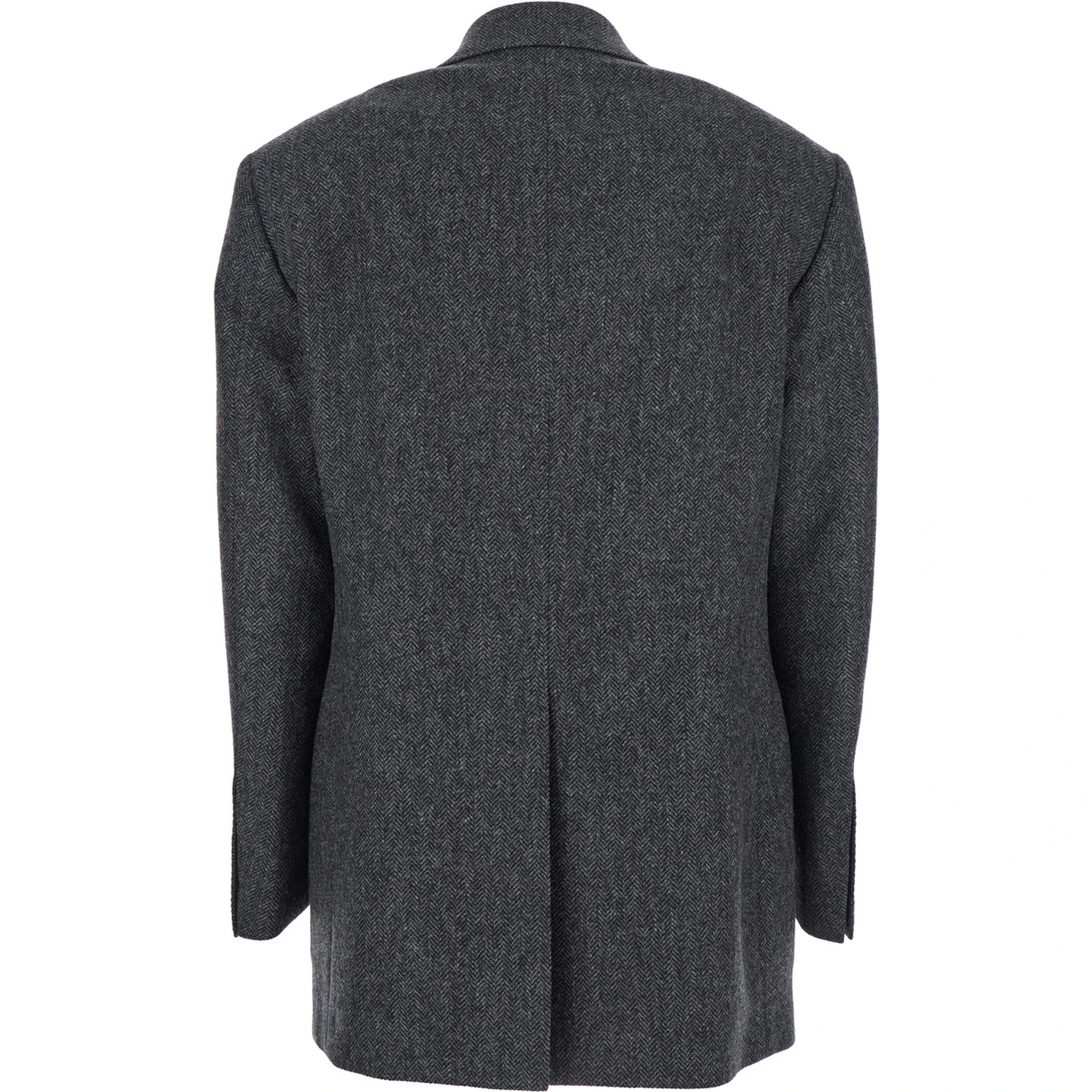 Grey Single-Breasted Jacket with Notched Revers in Wool Woman