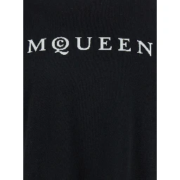 Black Crewneck T-Shirt with Logo Print on the Front in Cotton Man