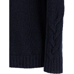 Harald Blue Cable-Knit Sweater with U Neckline in Cotton Woman