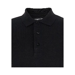 Black Polo Shirt with Classic Collar in Cotton Blend Man