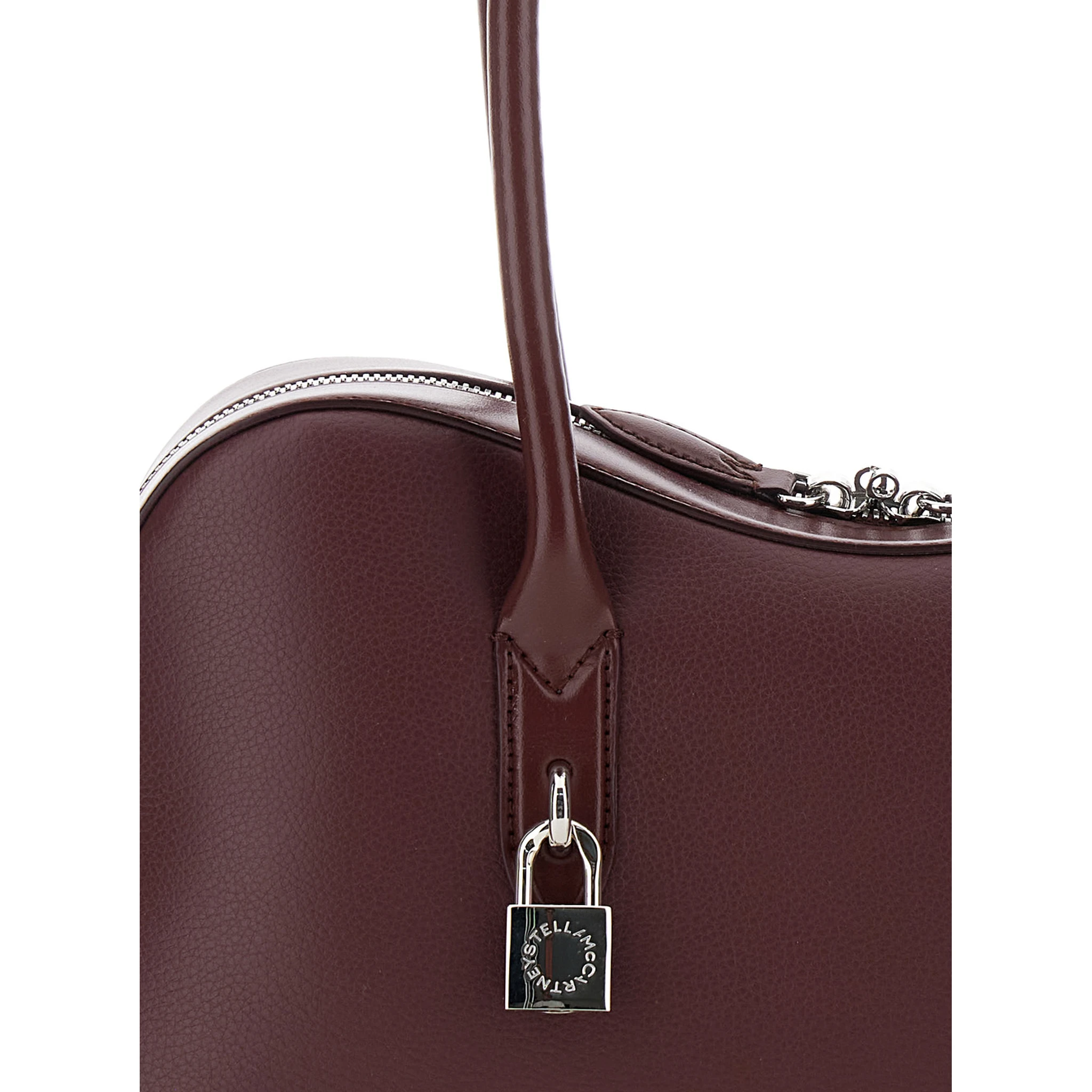 Ryder Bordeaux Handbag with Two Top Handles and Front Padlock Detail with Logo in Ecoleather Woman
