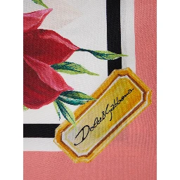 Multicolor Square Scarf with All-Over Floral Print in Silk Woman