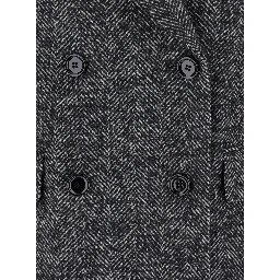 Grey Double-Breasted Jacket with Peak Revers in Wool Blend Woman