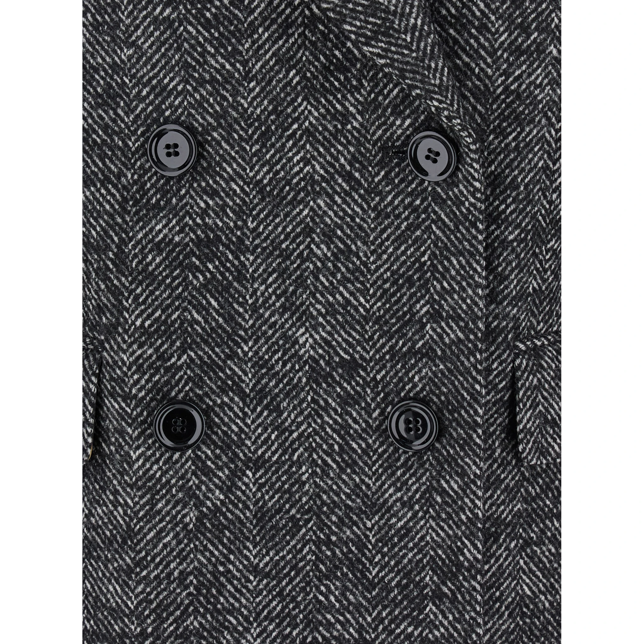 Grey Double-Breasted Jacket with Peak Revers in Wool Blend Woman