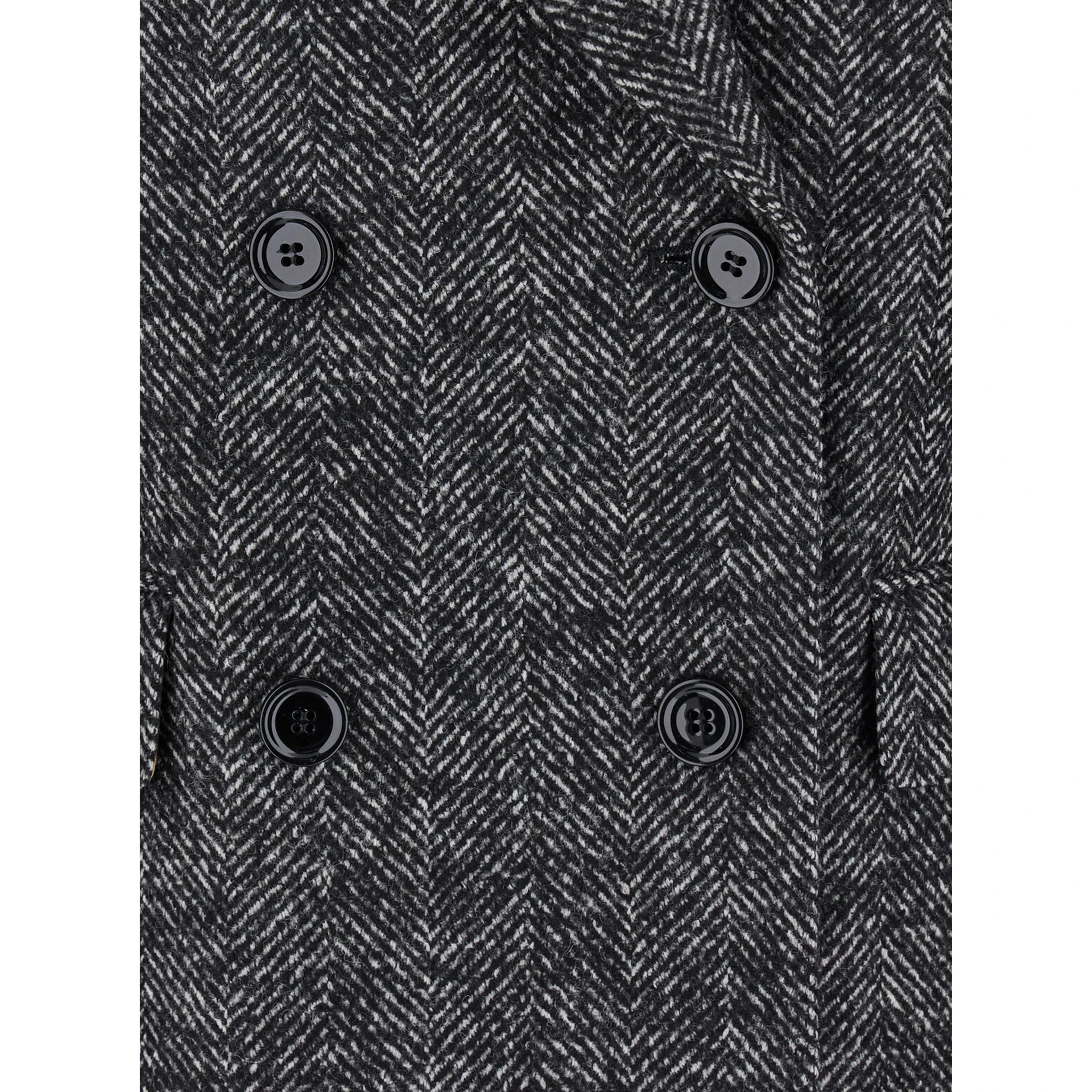 Grey Double-Breasted Jacket with Peak Revers in Wool Blend Woman