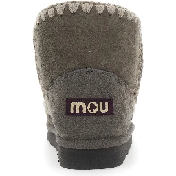 Eskimo Grey Ankle Boots with Crochet Details and Logo Patch on the Rear in Suede Woman