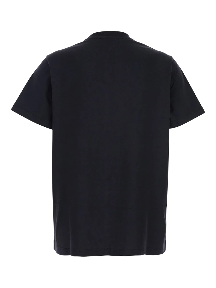 Black Crewneck T-Shirt with Maxi Logo on the Front in Cotton Jersey Woman alternative