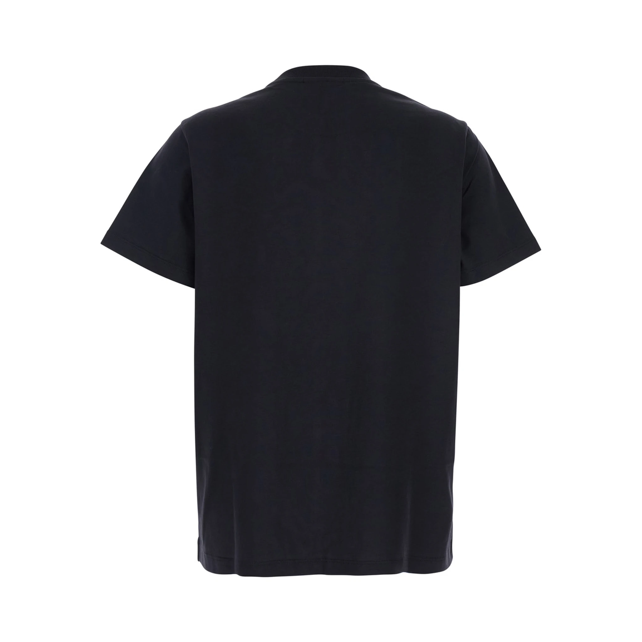 Black Crewneck T-Shirt with Maxi Logo on the Front in Cotton Jersey Woman