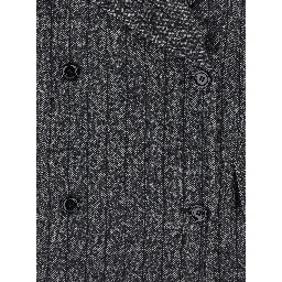 Grey Double-Breasted Jacket with Notched Revers in Wool Blend Woman