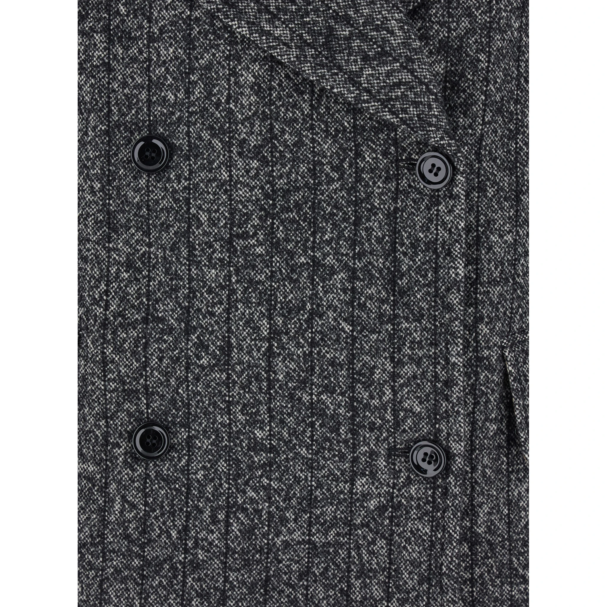 Grey Double-Breasted Jacket with Notched Revers in Wool Blend Woman