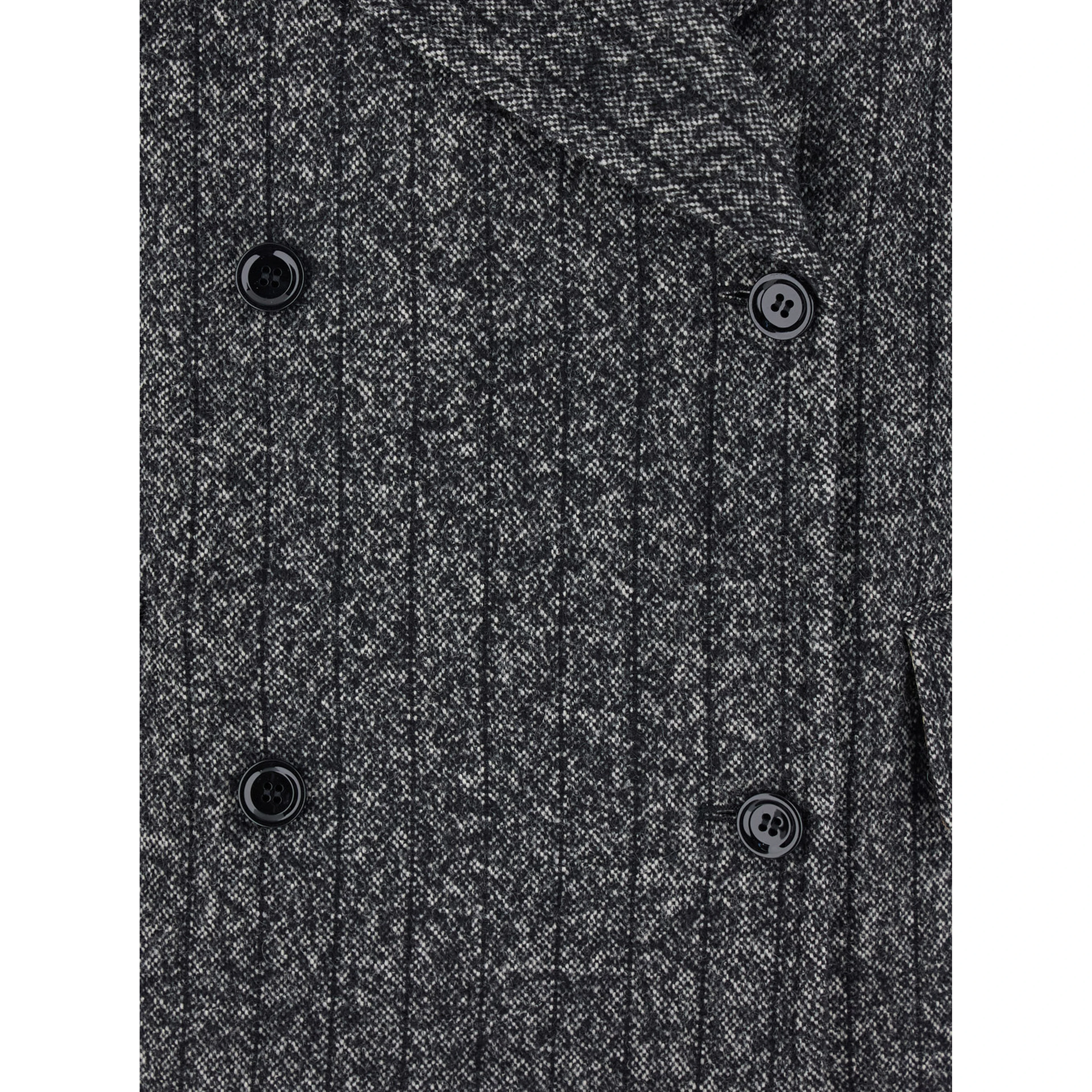 Grey Double-Breasted Jacket with Notched Revers in Wool Blend Woman