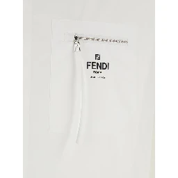 White Shirt with One Front Zip Pocket and Logo Lettering on the Pocket in Cotton Man