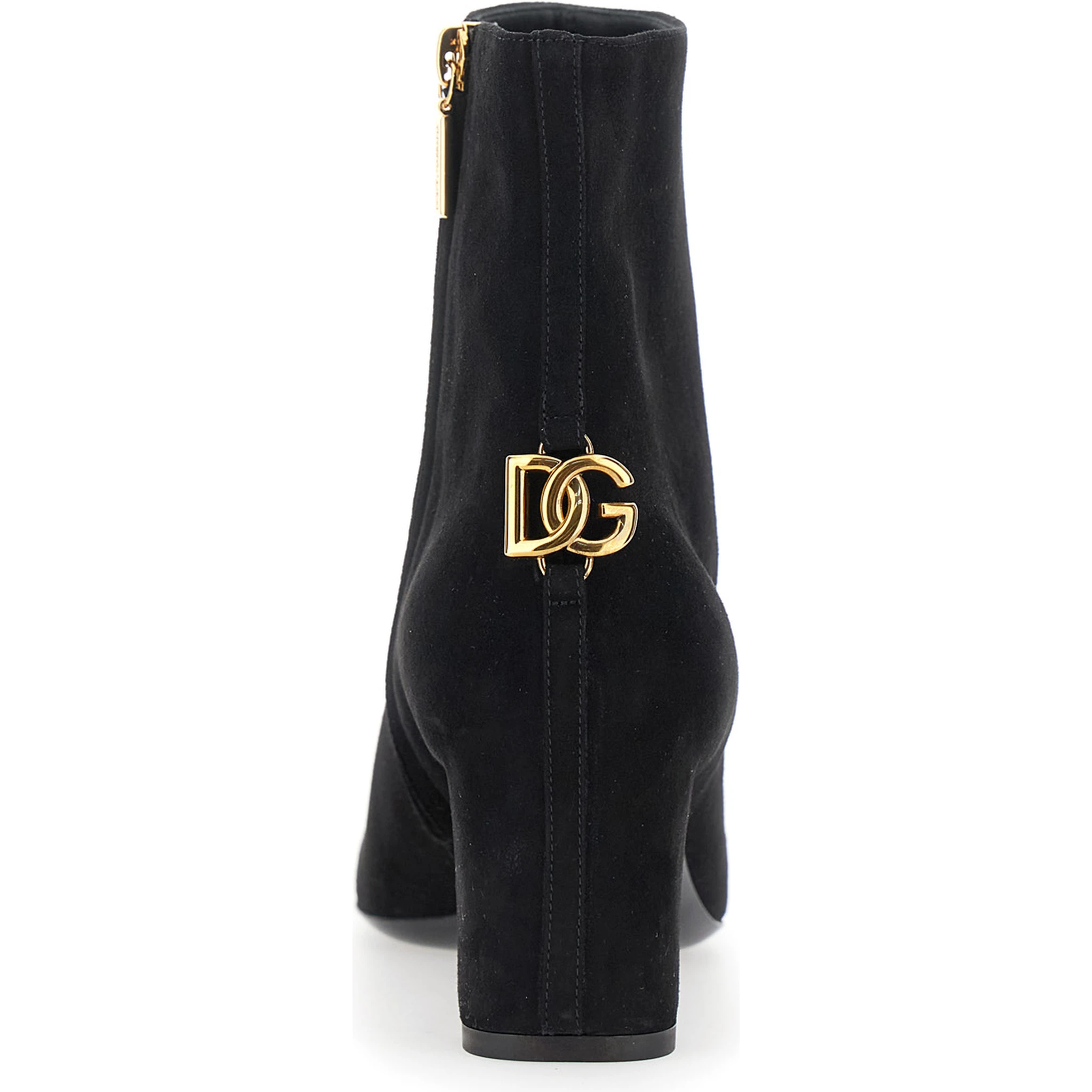 Black Ankle Boots with DG Logo Plaque on the Back in Suede Woman