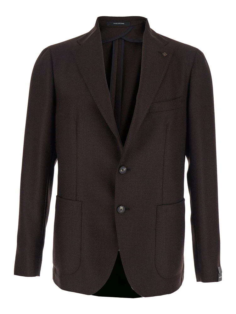 Bordeaux Single-Breasted Jacket with Notched Revers in Wool Man